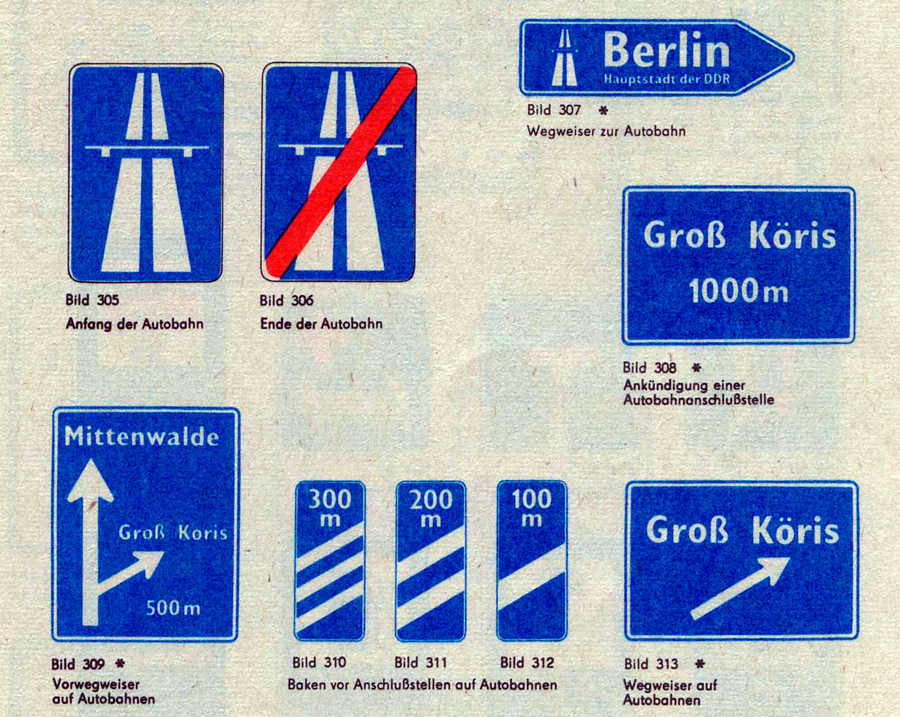road sign regulations (Autobahn)