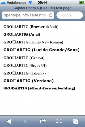 Test page on iOS 5.1